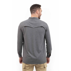 VAV Tlac-04 Polo Yaka Uzun Kol Tişört Gri S