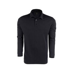 VAV Tlac-04 Polo Yaka Uzun Kol Tişört Siyah