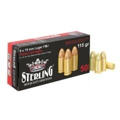 STERLING 9x19 MM LUGER FMJ 115 GRAIN TABANCA MERMİSİ