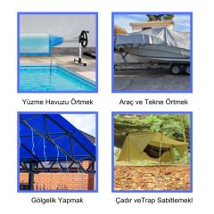 15 Adet Çoklu Kullanımlı Branda,Gölgelik, Tarp Çadır İçin Yüksek Kaliteli Vidalı Plastik Klips