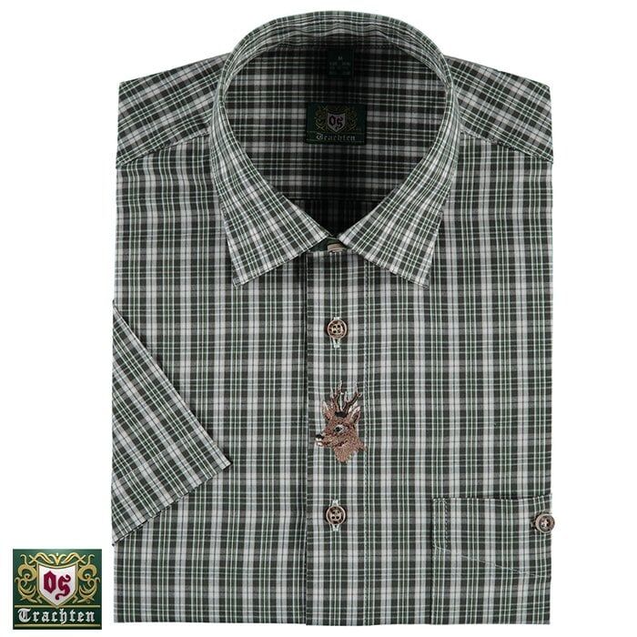 T. OS-Trachten Kısa Kollu Erkek Gömleği Yeşil - 37/38