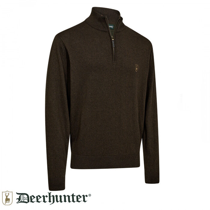 DEERHUNTER Harrington Fermuarlı Kahverengi Kazak XL
